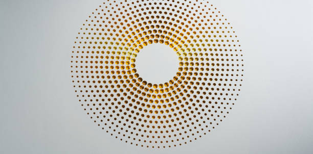 istock Circular Geometric Cut Paper Artwork with Light and Shadow Effects on White Background in Still Life Composition 2200638706