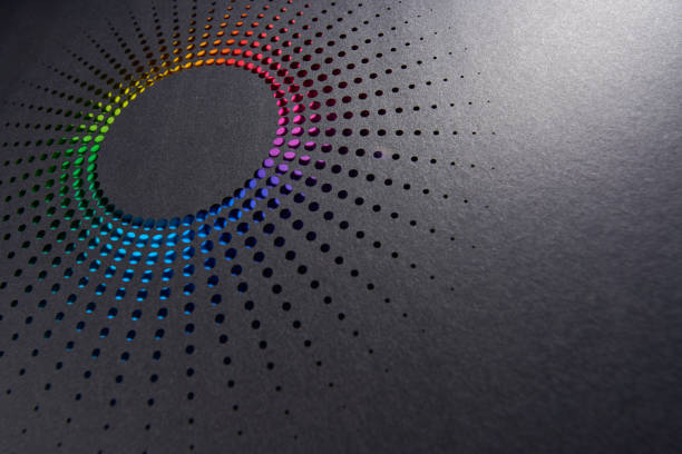 istock Sunburst-Inspired Geometric Cut Paper Artwork with Rainbow Gradient and Shadow Effects on Black Background in Still Life Photography 2200638718
