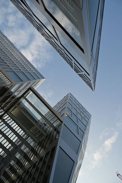 istock Modern skyscrapers with reflective glass facades. 2200638790