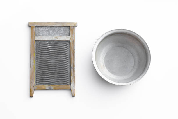 vintage wash board isolated on white background