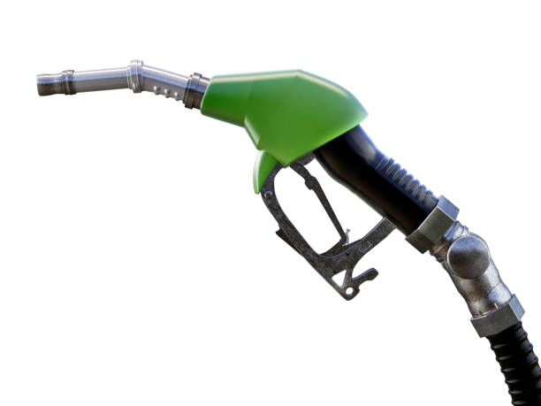 istock Fuel nozzle with a green handle isolated on a white background 2200661264
