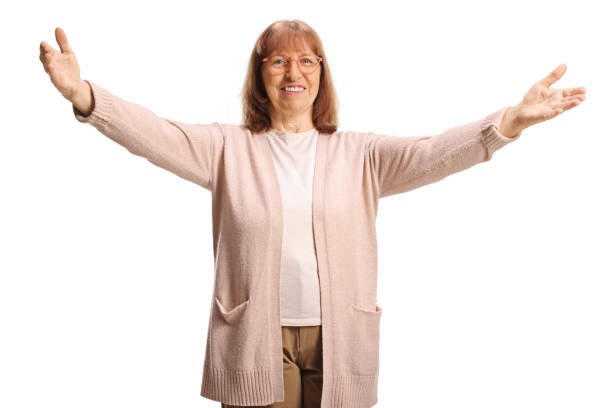 istock Kind and sweet granny gesturing welcome 2200664353