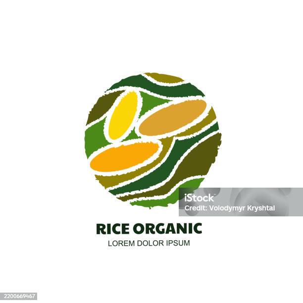 Loaded Rice Sign Rice Sign Emblem Hand Drawn Rice Fields And Grain In Circle Shape ...