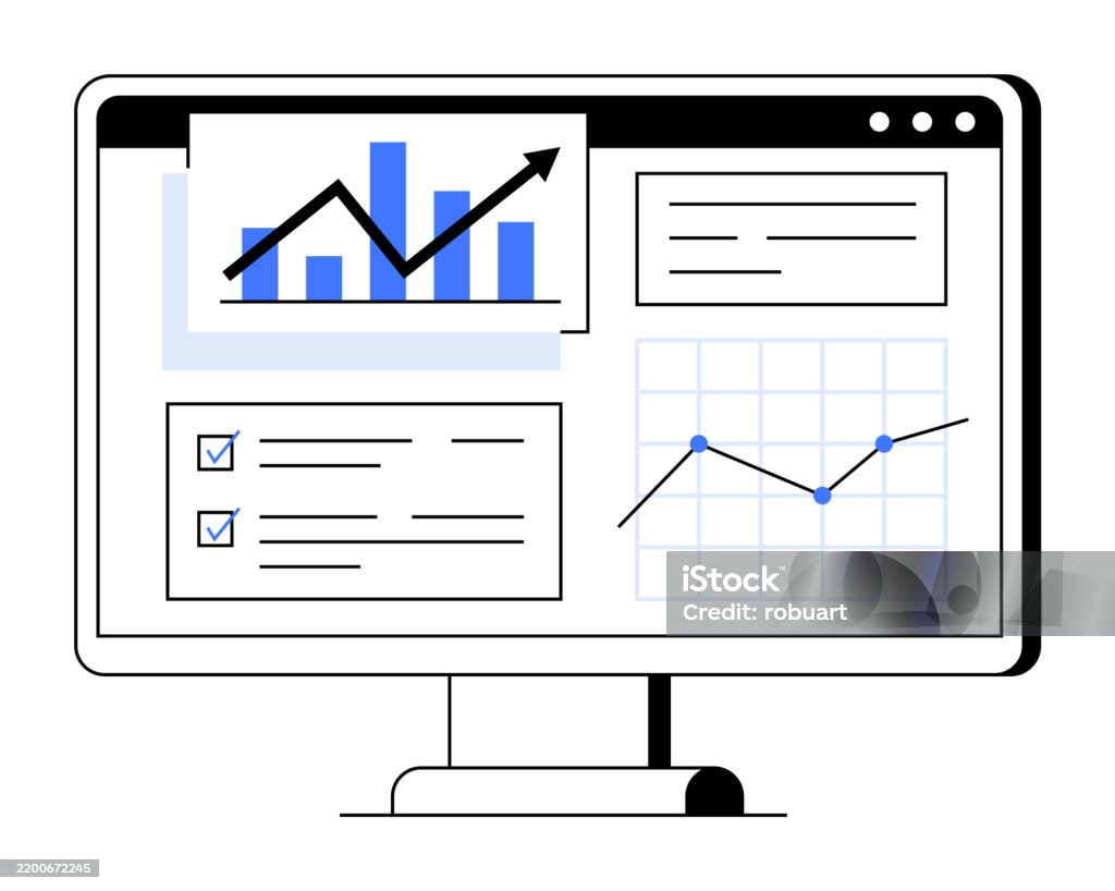 Data Analytics Dashboard With Graphs Charts And Checklists On A ...