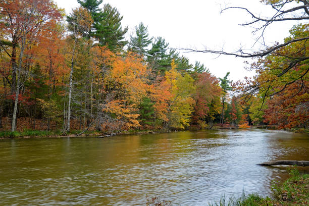 Autumn colors on the St Croix River bordering Minnesota and Wisconsin.