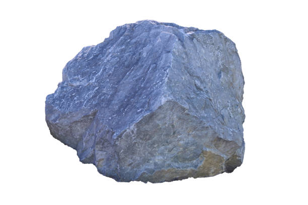 Natural Stone Boulder. Big piece of stone isolated on white. The type of stone is limestone.