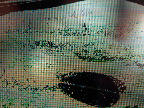 istock Close-up of broken LCD LED screen showing pixel distortion and texture, creating a digital drama effect. 2200688428