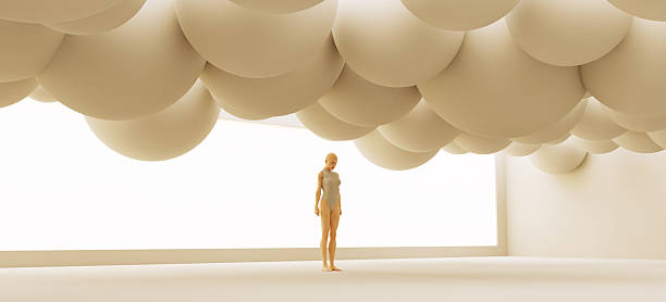 spheres abstract ceiling figure immersive museum experiences minimalism art installation 3d illustration