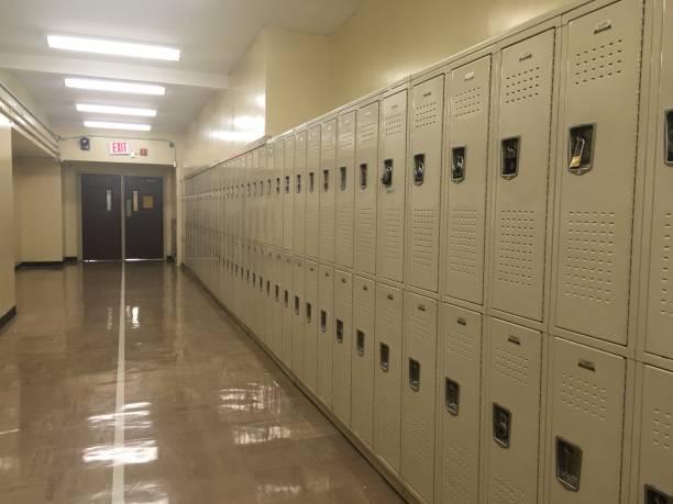 istock Empty School Hallway with Lockers, Stock Photo 2200693082