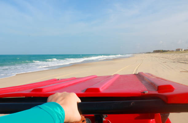 Buggy ride. A buggy is a small motorized vehicle used to travel on sandy or uneven terrain on the Brazilian coast. Aquiráz, Ceará state, Brazil.