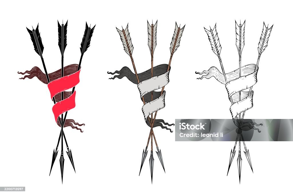 3 Arrows Fusing In Three Crossed Arrows Vector Illustration Stock Illustration - Download ...