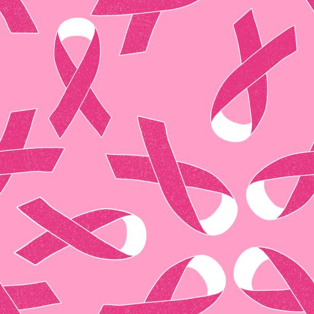 istock Breast cancer month seamless pink ribbon day mammogram pattern for wrapping paper and medical accessories and medicine 2200727722