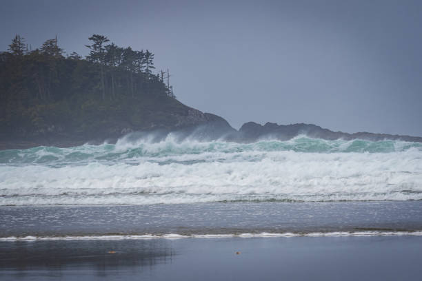 Sunset on Cox Bay Beach in Tofino on the west coast of Vancouver Island.