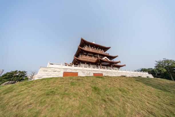 Chinese style pavilion architecture in Shouxi Park, Putian, Fujian, China