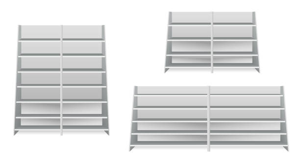 istock Set of Realistic Retail Store Display Shelving Units isolated on white 2200736364
