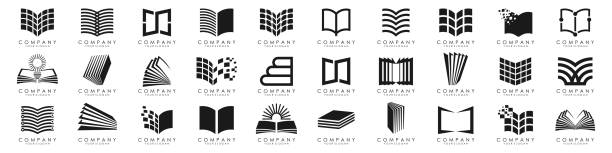 set of book technology Logo design template, pixel book education logo template designs vector illustration