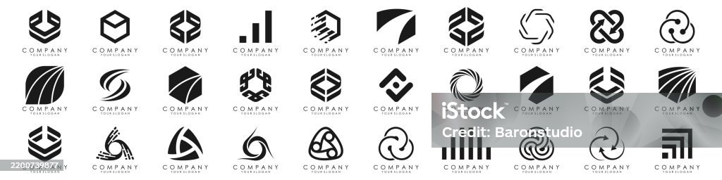 Abstract Logo Optical Set Of Abstract Logos Collection Geometrical Abstract Logos Vector ...