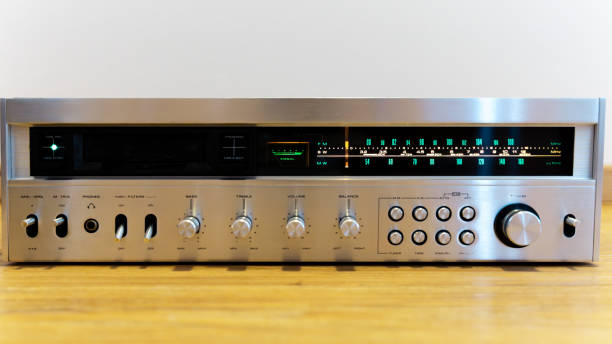 istock Vintage Silver Audio Receiver with Analog Tuning 2200739920