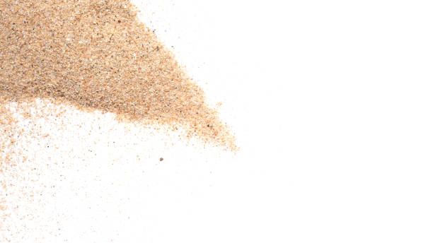 istock Sand scattered isolated on white background and texture, clipping path, top view 2200741415