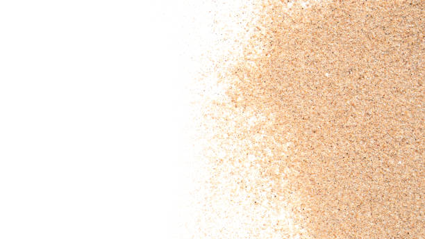 Sand scattered isolated on white background and texture, clipping path, top view