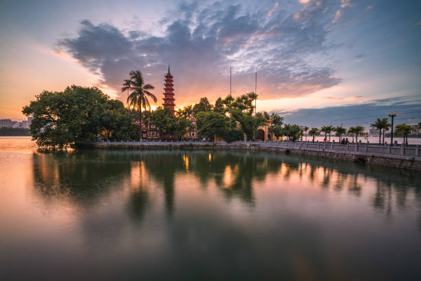 Tran Quoc pagoda in sunset - Ha Noi city, north Vietnam