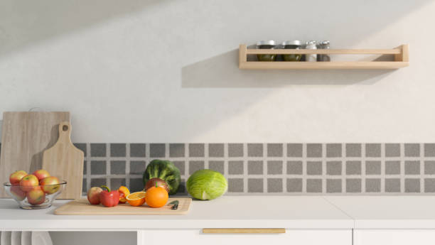istock A white kitchen tabletop with decors, Modern style kitchen room or dining room. 2200747970