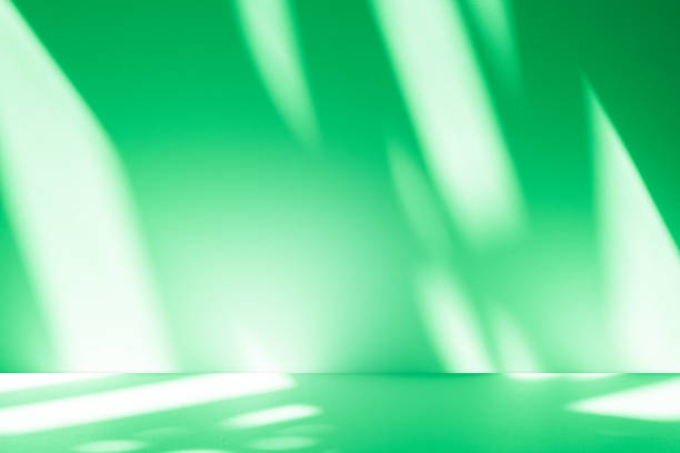 istock Studio style background wall decoration presentation uses white and green tones. with shadows cast from a nearby window, concept creating a decorative 2200749313