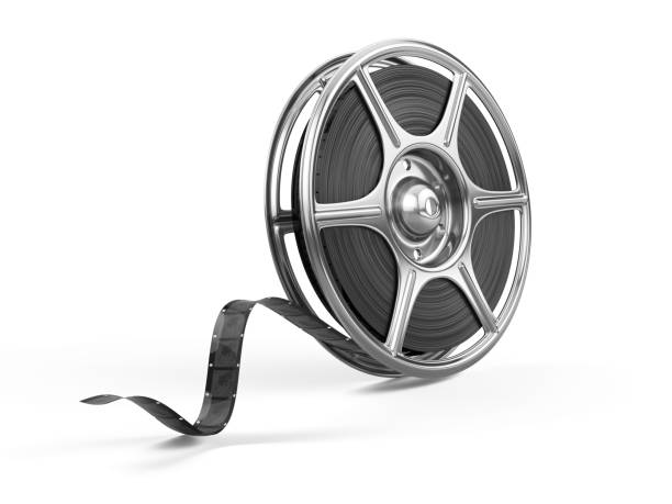 istock Retro film reel spool isolated on white. Multimedia Video icon. 3d rendering 2200749843