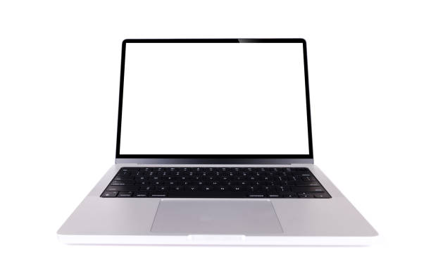 istock Laptop with a blank screen isolated on a white background 2200757896