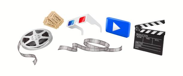 istock Collection of cinema industry items in 3D style 2200762513