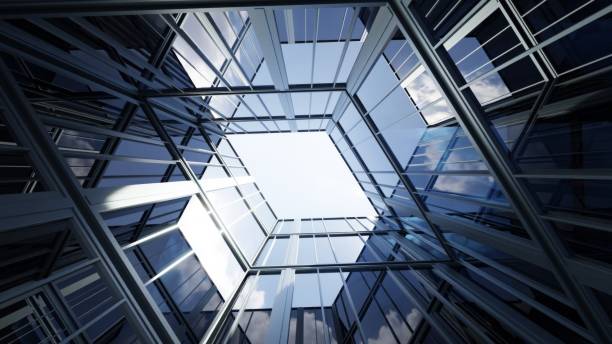 istock 3d rendering of modern architecture, Skyscraper corporate office building with glass window 2200775418