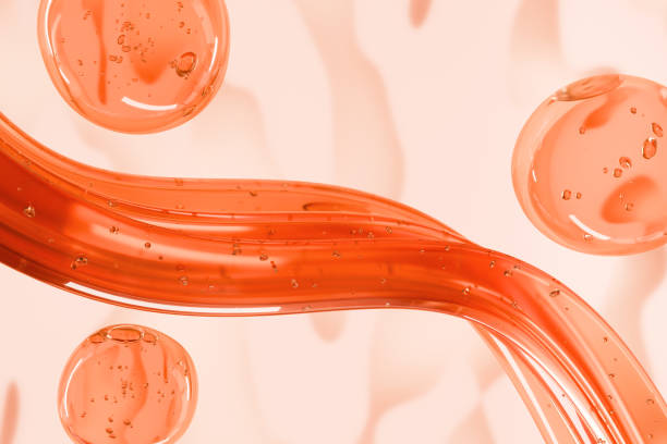 Abstract 3D background. Golden liquid, viscous texture, smooth flow, natural oil. Concept cosmetic, medicine, food.