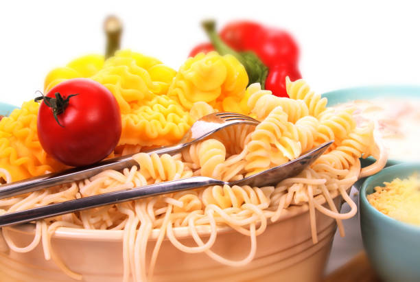 Italian food in a studio setting is soft focus