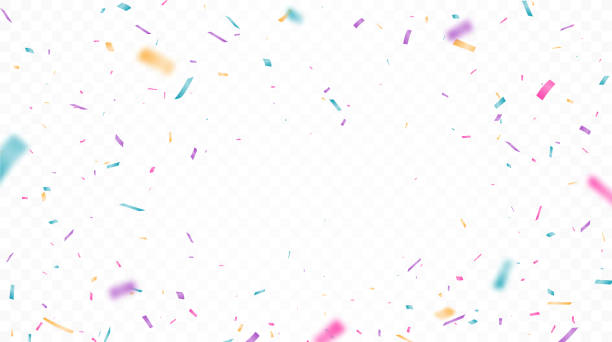 illustrations, cliparts, dessins animés et icônes de les célébrations colorées de confettis ont conception d'isolement sur le fond transparent - confetti