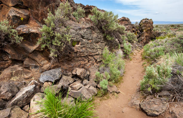 istock Rugged Rocky Trail at Lava Beds National Monument 2200785076