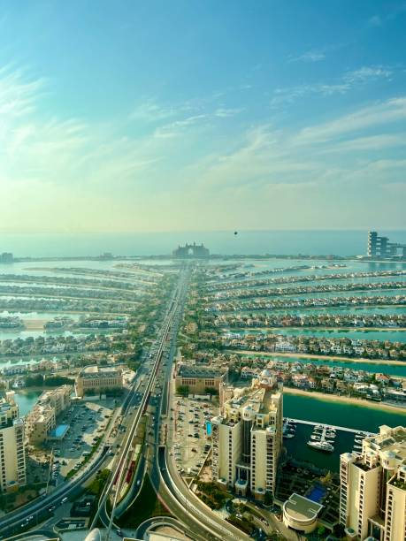 istock Palm Jumeirah spine view to Atlantis hotel 2200785637