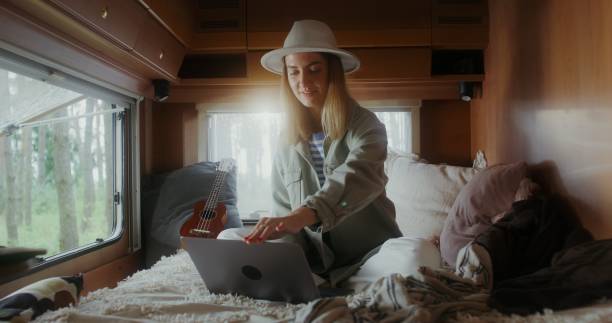 istock A woman travels in a van 2200786185