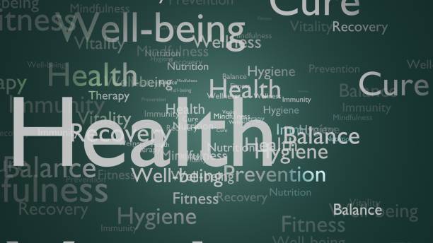 istock Health and wellness word cloud on green background 2200791090