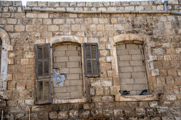 Windows blocked  in an abandoned building in Wadi Salib