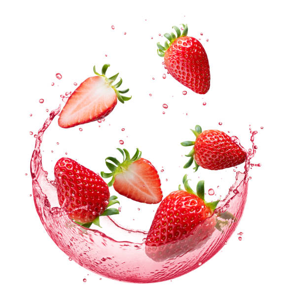 istock Strawberry juice splashing with its fruits isolated 2200803095