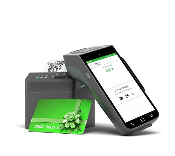 istock contactless payment with a gift card through the payment receipt terminal 3d render on white 2200811857