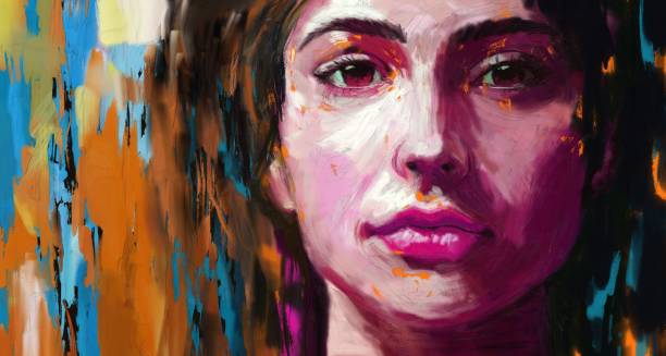 istock Painted textured portrait of a woman in impasto 2200830717