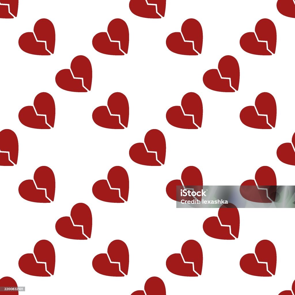Heartbreeak Pattern Broken Heart Vector Concept Red Seamless Pattern Stock Illustration ...