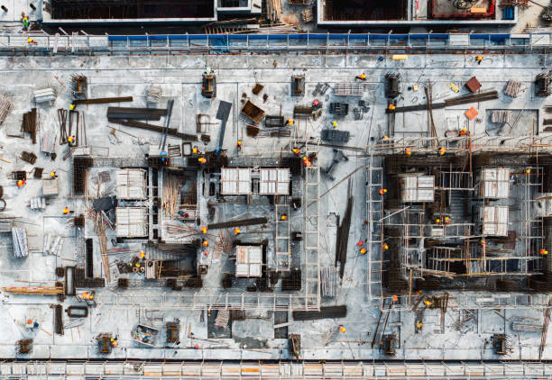 istock Drone Point View of Workers Working on Construction Site / Hangzhou, China 2200846749