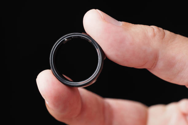 istock Hand Holding Smart Ring, Heart Rate, Blood Oxygen Tracker. 2200848462