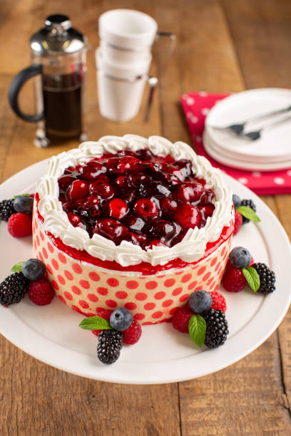 Cherry Sponge Cake Cake with Glazed Cherry Topping