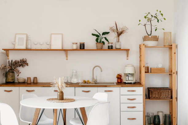 istock Charming bohemian kitchen with minimalist design and natural elements 2200856368