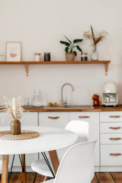 istock Modern bohemian kitchen interior with minimalist design features 2200856369