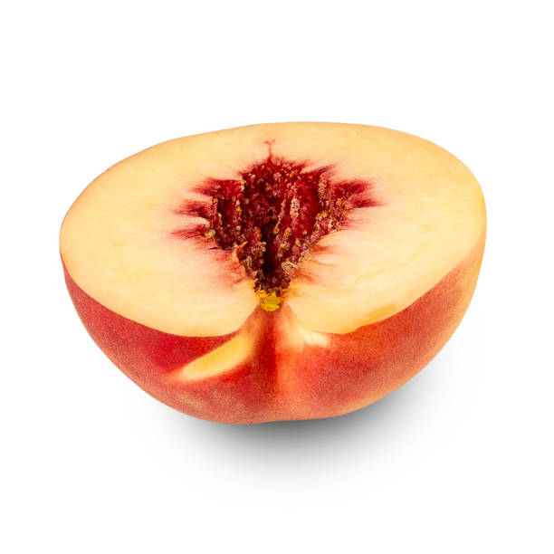 istock Peach slice isolated on white background with clipping path, full depth of field 2200861384