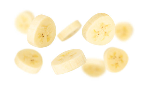 istock Falling Banana Slices isolated on white background with clipping path, full depth of field 2200862003